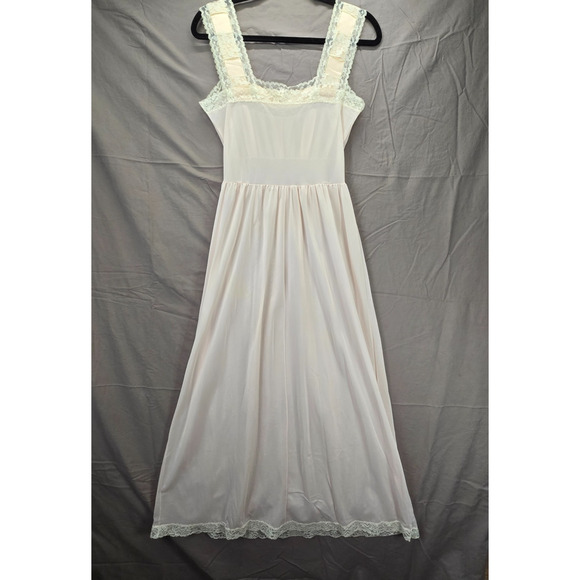 VTG Van Raalte Nightgown 32 S 50s White Chiffon Lace Babydoll Coquette Romantic - Picture 7 of 12